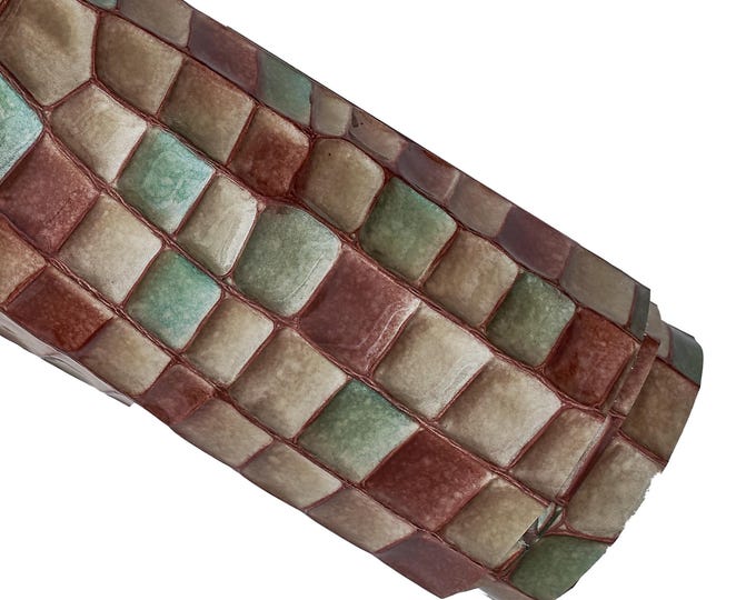 Multicolor CROCODILE embossed leather hide, croc printed glossy cowhide, medium softness calfskin, 0.9 - 1.1 mm B16824-MT(ST) La Garzarara