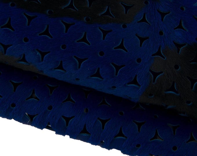 Bluette PIERCED hair on leather hide, perforated animal printed pony calfskin, cow pattern on soft hairy cowhide B17419-CV La Garzarara