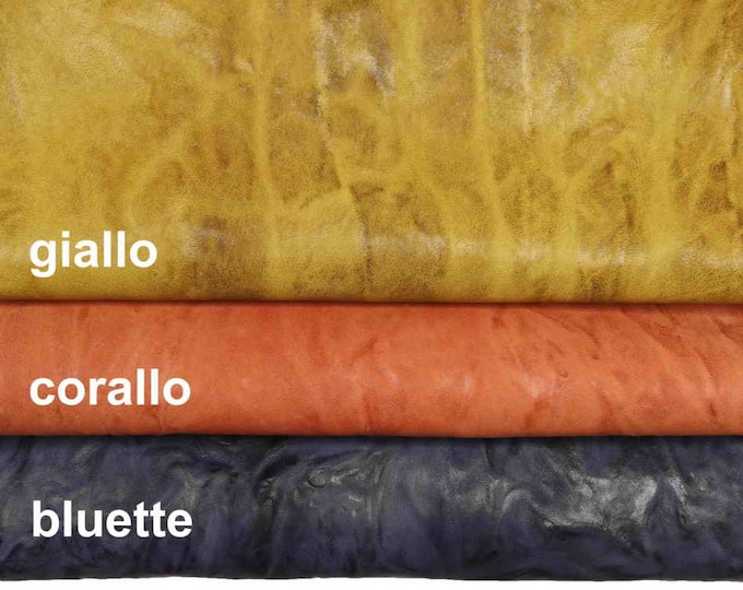 Wrinled washed leather skins, vegetable WASHED NAPPA sheepskin yellow coral blue, sheep soft distressed italian skin B13905-VT La Garzarara