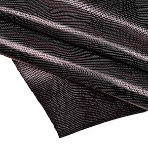 PELLE LUCERTOLA laminata ruggine bordeaux acciaio e blu, vitello metallizzato stampa lizard, pellame lucido stampato B14245-MT(st)