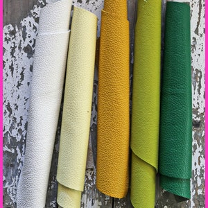 5 ritagli di pellami unici selezionati, pezzi di pelle di vitello con leggera grana assortimento come da foto   RT129   La Garzarara