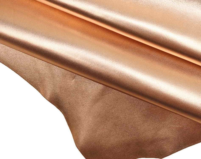 GOLD/PINK metallic leather hide lamb smooth sheep smooth shiny soft genuine italian skin for crafting 0.7/0.9 mm  B12819-MT La Garzarara