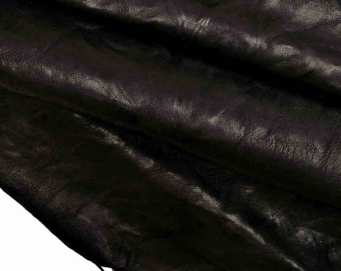 Italian leather, vegetable nappa, black with light and shade effect wrinkled effect washed, semi-glossy, medium softness  B12695-TB/B