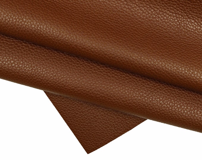 Chocolate pebble grain leather hide, semi glossy soft grain textured cowhide, sporty chestnut embossed calfskin B15592-TU La Garzarara