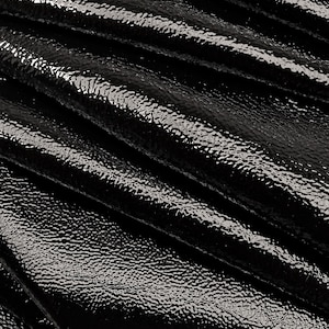 Pearlized Black Patent Leather Hide, 1.3-1.4mm Wrinkled Naplak Cowhide, Soft Glossy Calfskin for Luxury Crafts B16412-TB La Garzarara