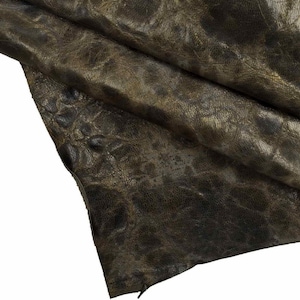 Rustic goatskin leather skins, brown/purple/grey distressed aged goatskin, marbled textured hides  B13251-VT La Garzarara