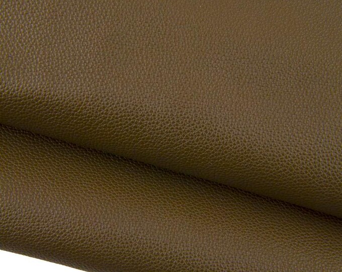 Brown PEBBLED leather hide, mud tiny grain printed cowhide, classic soft semi glossy calfskin 1.3 - 1.5 mm B17304-TU La Garzarara
