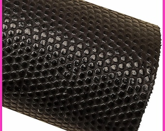 BLACK reptile embossed leather hide, animal print on cowhide, classic glossy calfskin, medium softness, 1.0-1.1 mm B16351-TB La Garzarara