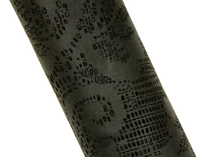 PIERCED shaved HAIR on leather hide, dark green - brown pony calfskin, printed cowhide for hobbyists B17795-CV La Garzarara