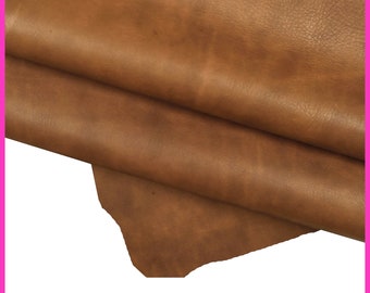 BROWN vintage leather hide, soft silky cowhide, semi glossy shaded clafskin B15968-VT La Garzarara