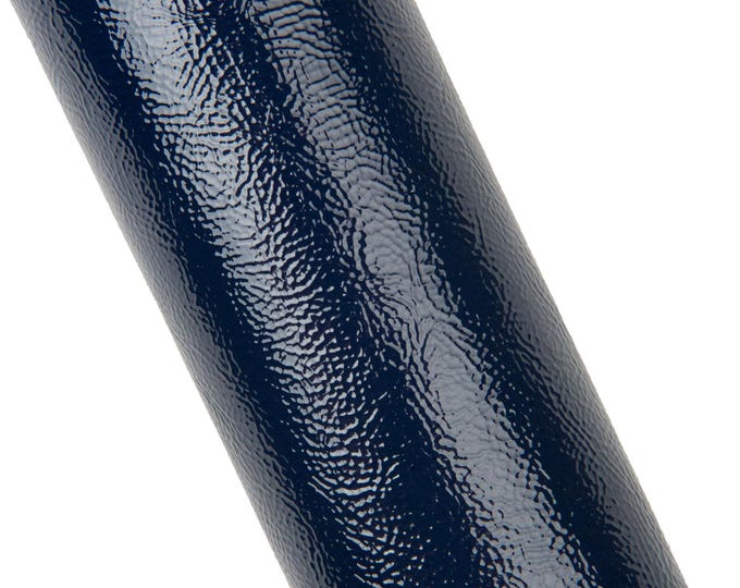 Blue NAPLACK leather hide, soft PATENT cowhide, glossy wrinkled soft calfskin 1.1 - 1.3 mm B17950-TU La Garzarara