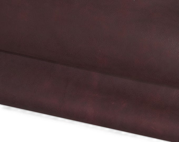 Burgundy vintage leather hide, pull up VEGETABLE tan cowhide, WAXY soft grainy calfskin B17301-VT  La Garzarara