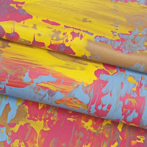 Pelle unica artigianale multicolor, capra morbida decorata a mano, pellame dipinto originale B16186-DM La Garzarara
