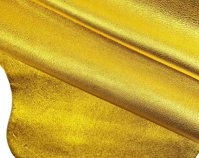 Bright metallic leather skins, Yellow salmon blue tourquoise pebble grainy soft grain print goat wrinkled shiny skin B13557-MT La Garzarara