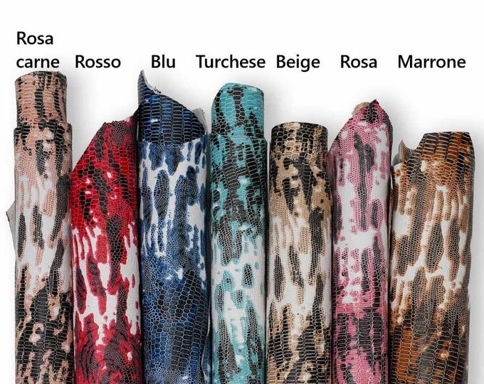 Lizard Print Leather skins,| Italian Embossed reptle hides, colorful Full Hides Available B19146-ST  La Garzarara