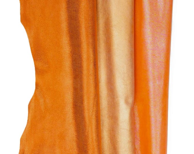 Bundle of 3 METALLIC leather skins: orange snakeskin, salmon metallic goatskin, HOLOGRAPHIC hide - as per picture B19516-MT(st) La Garzarara