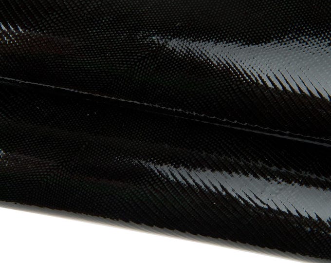 Dark green LIZARD leather skin, animal printed glossy SHEEPSKIN, textured patent lambskin for diy projects B17958-ST La Garzarara