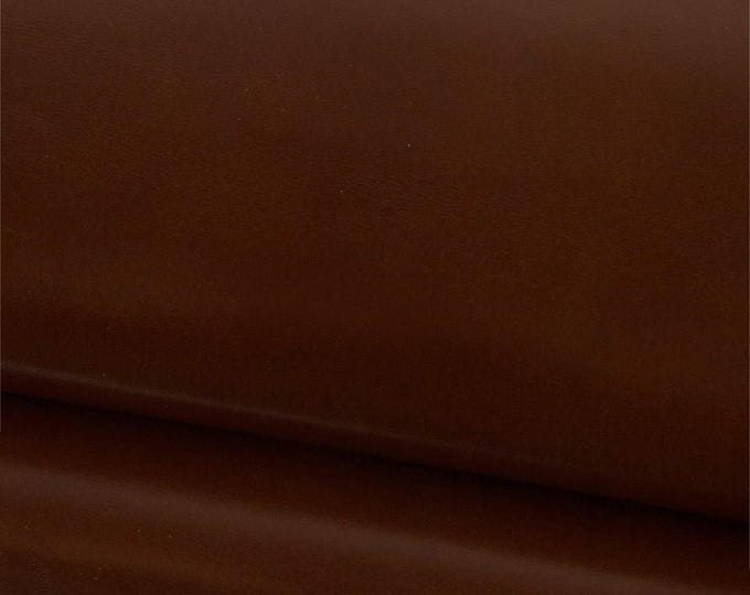 Brown SMOOTH leather skin, GLOSSY super soft goatskin, thin hide for crafting - 0.6 - 0.7 mm B19260-TU La Garzarara
