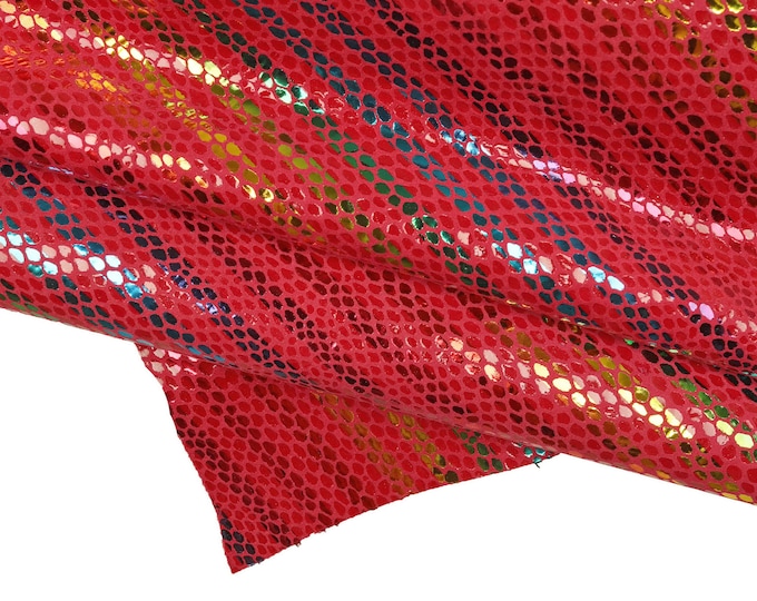 Multicolor STRIPES printed leather skin, grey, pink and magenta red snake texture and metallic soft suede goatskin B15414-MT(ST)