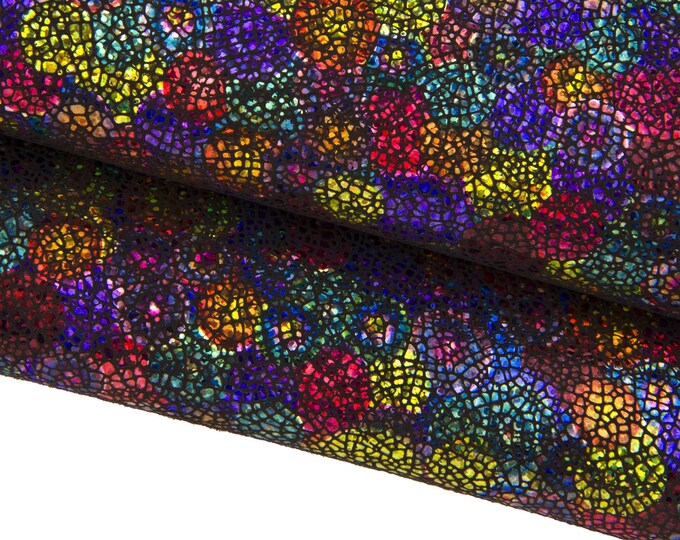 Multicolor IRIDESCENT leather skin, bright metallic goatskin, soft sparkle hide for hobbyists B17411-MT(ST) La Garzarara