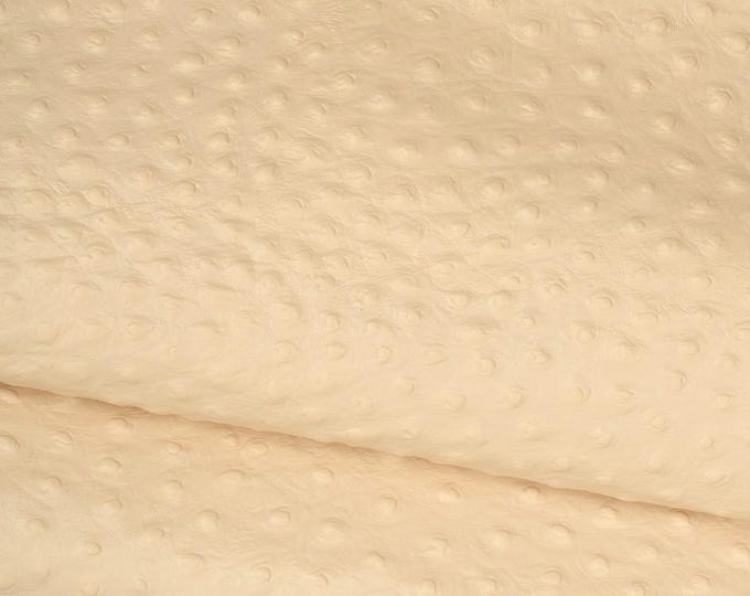 Cream OSTRICH embossed leather hide, milk white elegant printed calfskin, classic cowhide for crafters B19667-ST La Garzarara