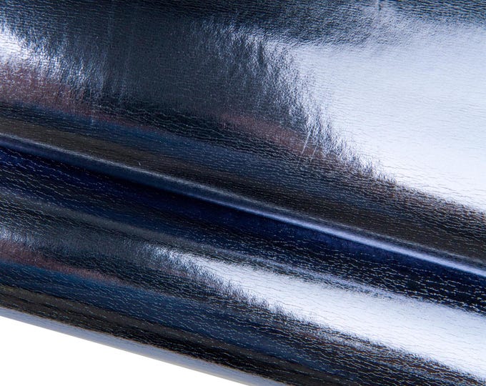 Steel metal with blue shades MIRROR metallic leather skin, bright smooth calfskin, soft sparkle hide B18184-MT   La Garzarara