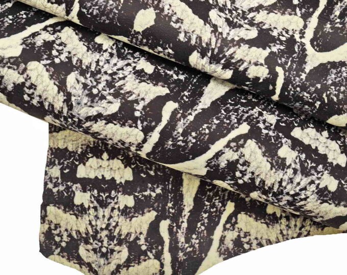 SNAKESKIN Cowhide hide – Jungle PYTHON Print Beige Grey Black Textured Reptile skin B12329-ST La Garzarara
