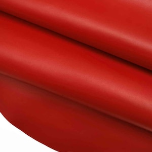 Vitello LISCIO ROSSO, pellame lucido morbido, vera pelle italiana pieno fiore 1.0-1.2mm per scarpe, borse, accessori B 17769-TU La Garzarara