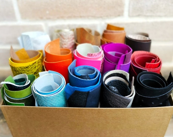Colorful Leather Scrap Pack, 75 Random Pieces in 15 Shades, Mixed Texture Offcuts, Multicolor Remnants for Creative Crafts   La Garzarara