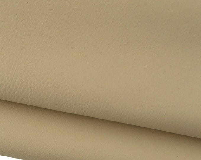 Beige genuine leather hide, MILLED soft calfskin, sporty matt THICK cowhide for crafting creations B19222-TU La Garzarara