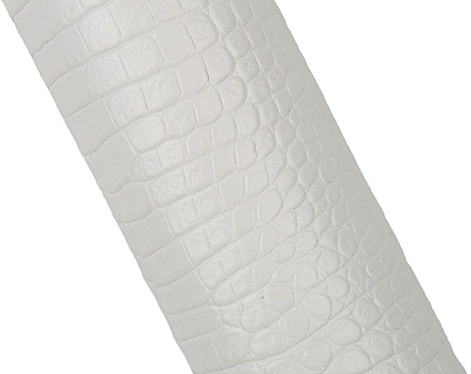 White CROCODILE embossed leather hide, alligator printed cowhide, top quality super SOFT calfskin B17987-ST La Garzarara