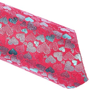 Pelle rossa turchese stampa CUORI, pellame scamosciato LAMINATO, camoscio su capra metallizzato stampato, morbido, luminoso B16693-MT(st)