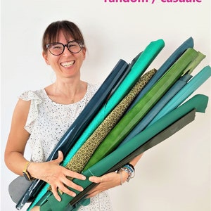 Pelli intere, color VERDE, assortimento casuale, mix di fantasie, stampe e tinta unita, ideali per l'artigianato 3 pelli / 6 pelli  B129