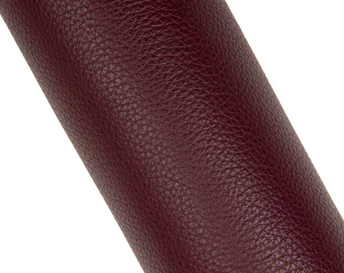 Burgundy tiny PEBBLE grain printed leather hide, full grain embossed cowhide semi glossy soft italian calfskin 1.3 - 1.4 mm B17854-TU