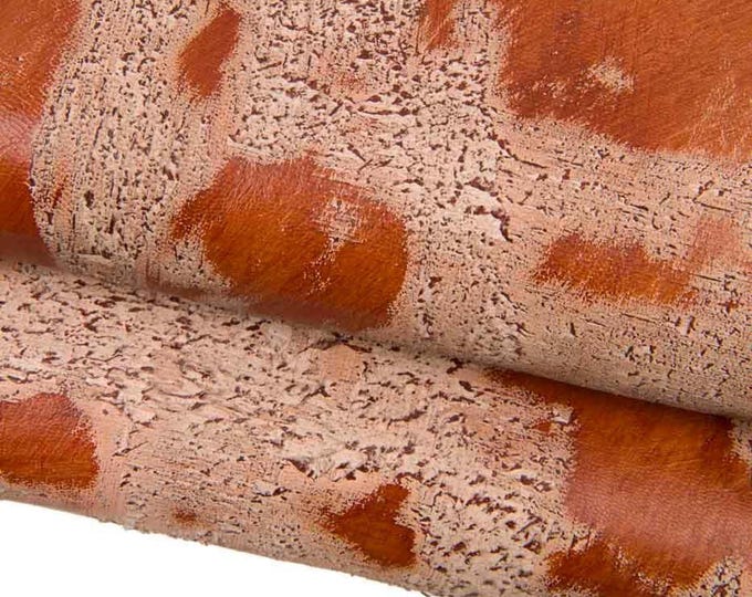 Brown super VINTAGE leather skin, CORK - like aged, distressed goatskin, sporty leather for hobbyists B18243-VT  La Garzarara