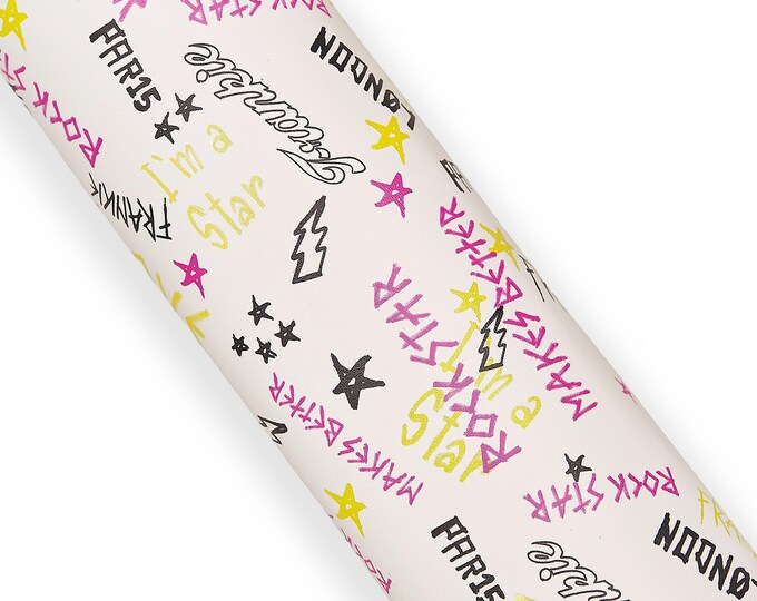 WORDS printed on leather white hide, colorful textured cowhide, unique soft MATT calfskin  B18050-ST  La Garzarara