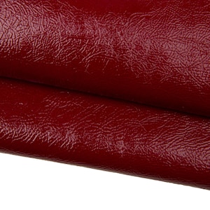 Dark red NAPLACK leather hide, glossy patent cowhide, soft WRINKLED calfskin B17930-TU La Garzarara