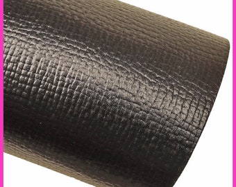 Gruba czarna skóra z nadrukiem GRAIN, skóra cielęca z fakturą imitującą saffiano, skóra błyszcząca, 1,5-1,7 mm B16110-TB La Garzarara