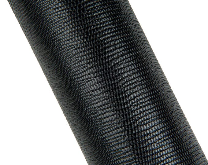 BLACK LIZARD embossed leather hide, reptile printed glossy calfskin, animal pattern on cowhide B18001-TB La Garzarara