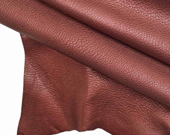 Rust/Burgundy pebble grain  leather hides, METALLIC tiny grainy textured goat satiny genuine italian skins B13437-MT(st) La Garzarara