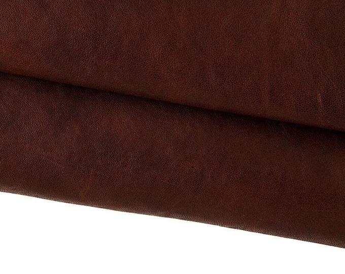 Brown VEGETABLE tan leather hide, sporty natural cowhide, vintage pull up effect calfskin, 1.5 - 1.6 mm B17365-VT La Garzarara