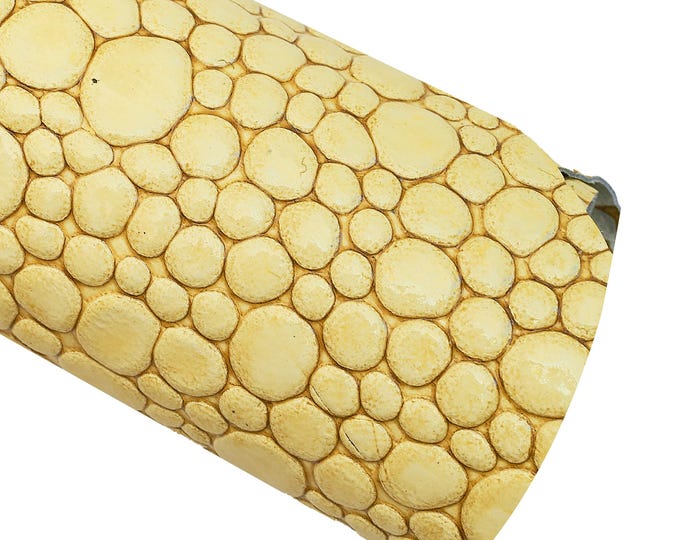 YELLOW crocodile like embossd calfskin, glossy patent cowhide, printed cowhide, 0.9 - 1.0 mm medium softness B16771-ST La Garzarara