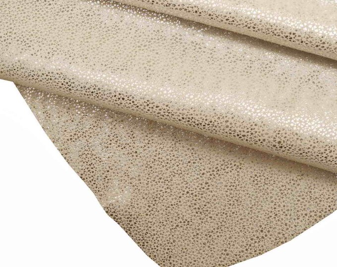 PRINTED soft metallic LEATHER hide, dots printed hide, italian soft goatskin, silver,taupe, coral, fuchsia, green B12025-MT(st)La Garzarara