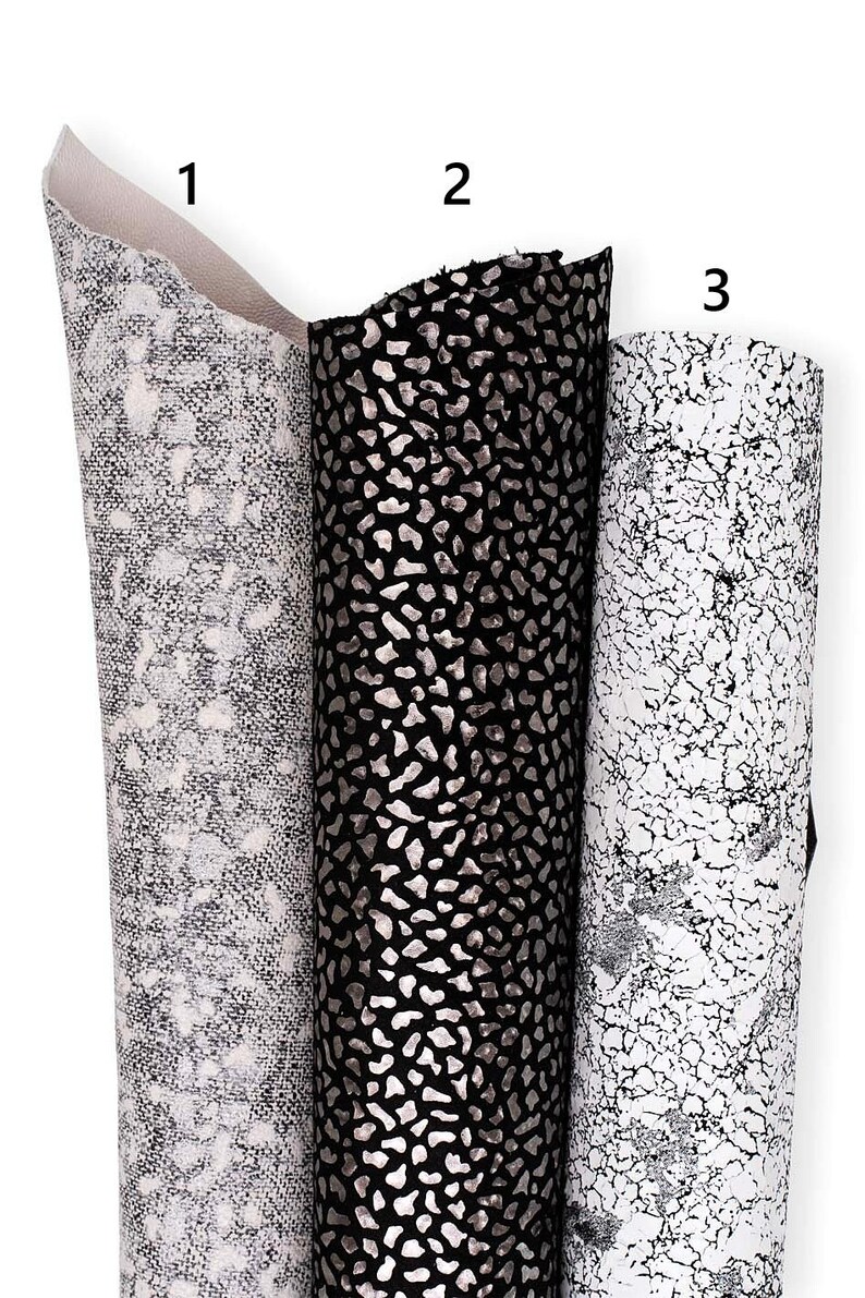 Printed leather hides, leopard lizard letters crackle abstract, full hides available, goatskins and sheepskins B19238-ST La Garzarara image 3