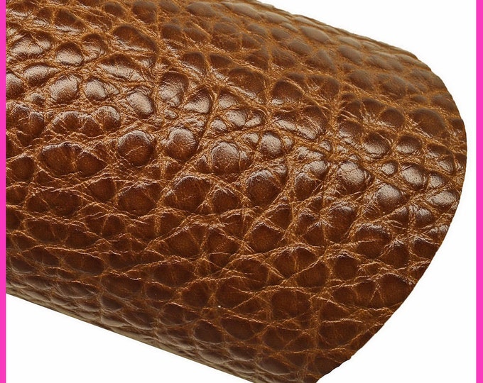 Brown PEBBLE grain printed leather hide, glossy cowhide, embossed calfskin, 1.8 - 2.0 mm B16054-ST La Garzarara