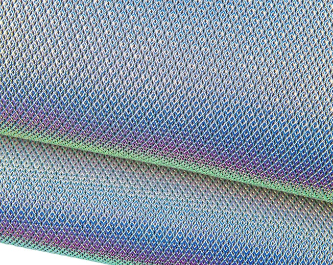 IRIDESCENT METALLIC leather hide, geometrical printed cowhide, glossy embossed calfskin for crafters B19112-MT(st) La Garzarara