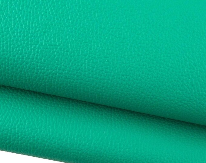 Aquamarine pebble GRAIN printed cowhide, green soft EMBOSSED leather hide, sporty calfskin for crafting B19218-TU La Garzarara