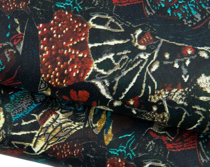 MULTICOLOR textured leather skin, soft printed lambskin, FANTASY leathers for hobbyists B19019-ST La Garzarara