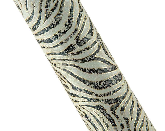METALLIC ZEBRA textured leather skin, animal printed suede goatskin, soft sparkle material for diy projects B19193-MT(st) La Garzarara