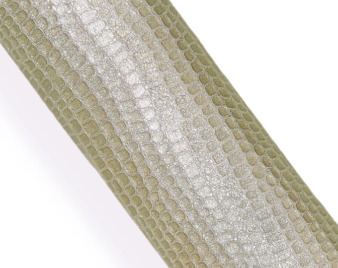 Platinum CROCODILE printed leather skin, light gold soft METALLIC goatskin, reptile printed hide for hobbyists B18172-MT(st) La Garzarara